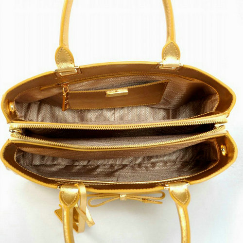 2016 Prada Saffiano Bow Tote Borse a pelle vitello d'oro