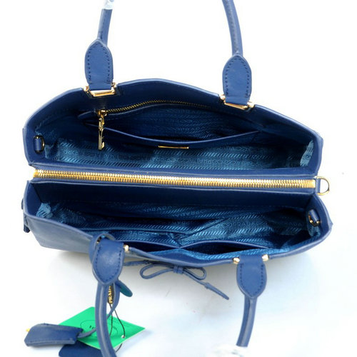 2016 Bow Tote Borse Prada Saffiano BN2244 Royal Blu Vitello