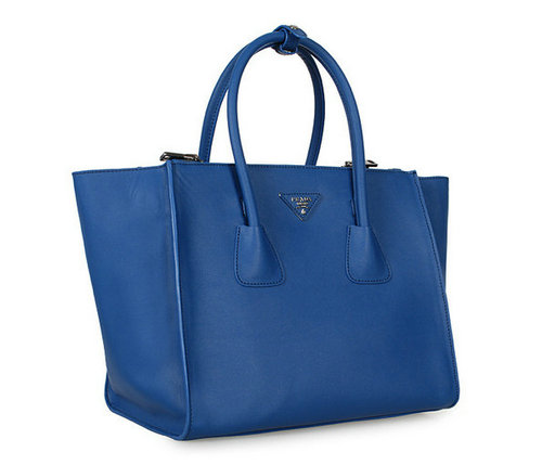 2016 Prada Glace Vitello Tote BN2619 a blu