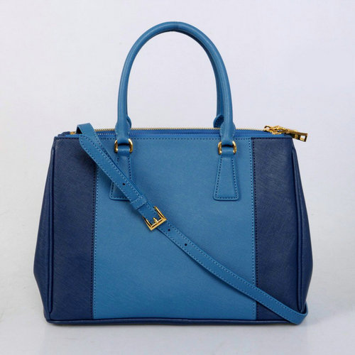 2016 Prada Saffiano Lux Tote BN2274 Bicolor pelle blu