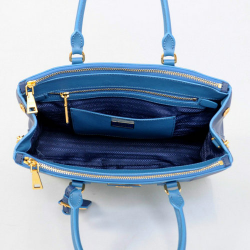 2016 Prada Saffiano Lux Tote BN2274 Bicolor pelle blu