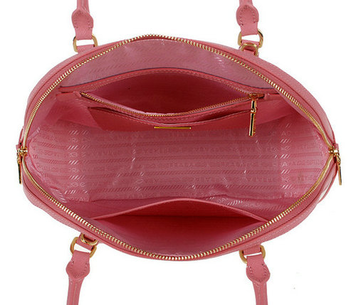 2016 Prada Saffiano Tote 6628 Cerise rosa  pelle bianca