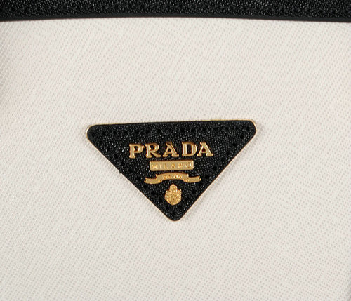 2016 Prada Saffiano Tote 6628 nero  cuoio bianco