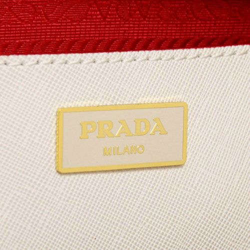 2016 Prada Saffiano Lux Tote BN2274 Rosso  Bianco Cuoio