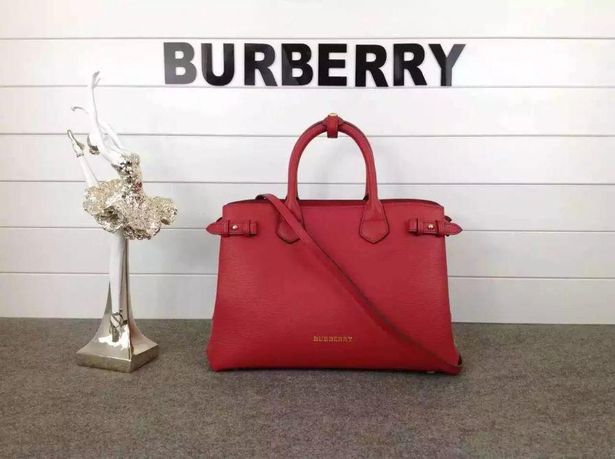 Burberry Media Banner Casa borse Tote Controllare pelle Rosse