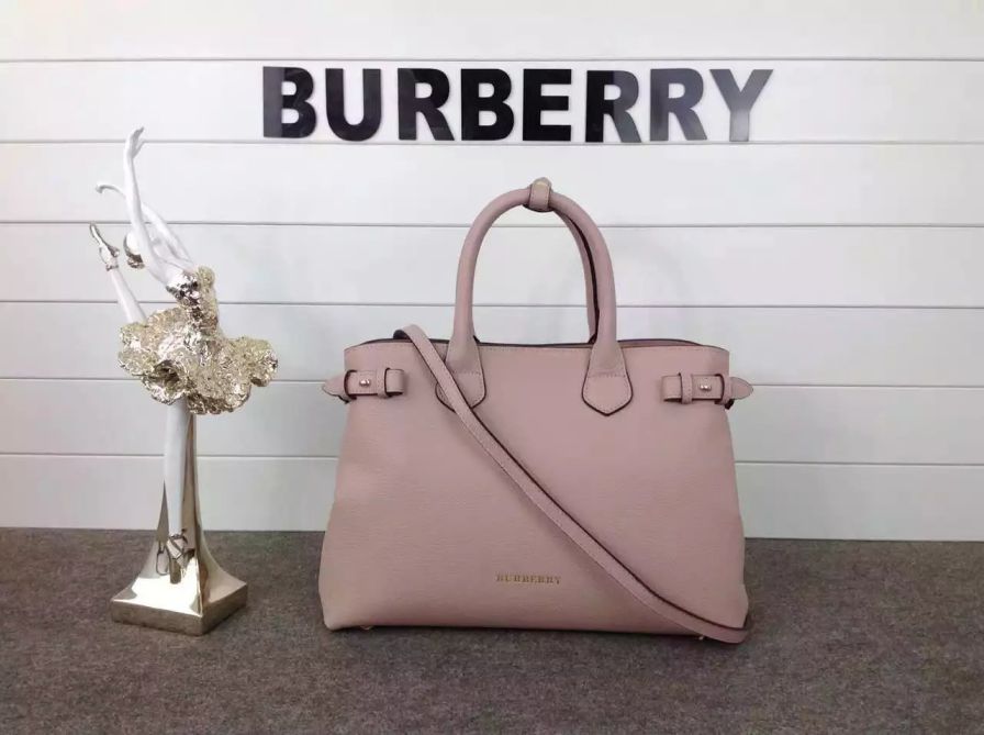 Burberry Media Banner Casa borse Tote Controllare pelle Rosa