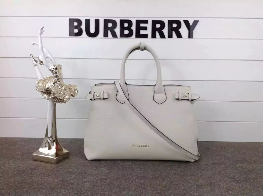 Burberry Media Banner Casa borse Tote Controllare pelle bianca