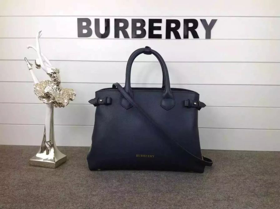 Burberry Media Banner Casa borse Tote Controllare pelle Blu