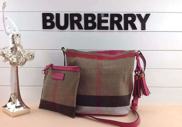 Burberry plaid canvas tela cotone borsa messenger 01