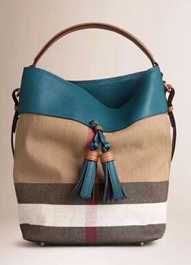 Burberry plaid misto cotone Canvas Borsa a Spalla