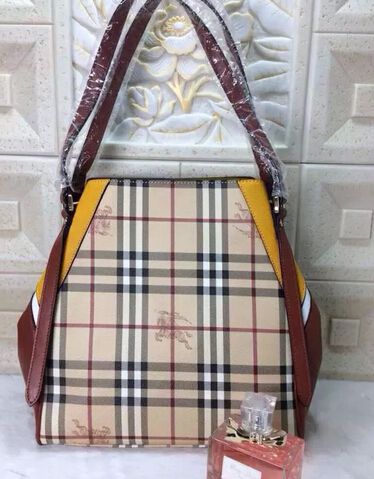 burberry plaid misto cotone Canvas Borsa a Spalla