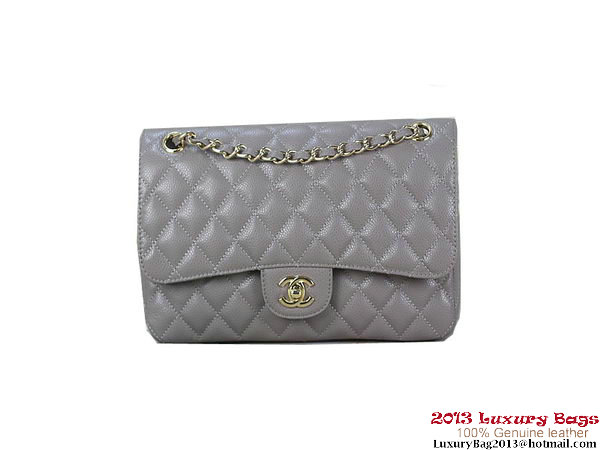 Chanel 2.55 Classic Flap Bag Gray Original Cannage Patterns Leather Gold