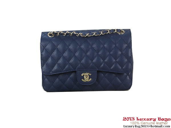 Chanel 2.55 Classic Flap Bag RoyalBlue Original Cannage Patterns Leather Gold