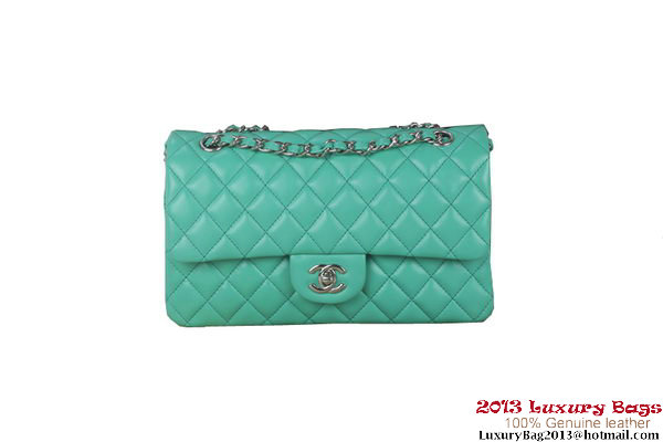 Chanel 2.55 Series A1112 Green Original Leather Classic Flap Bag Silver