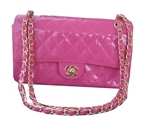 Chanel 2.55 Series Bags Rose Patent Leather A1112 Gold