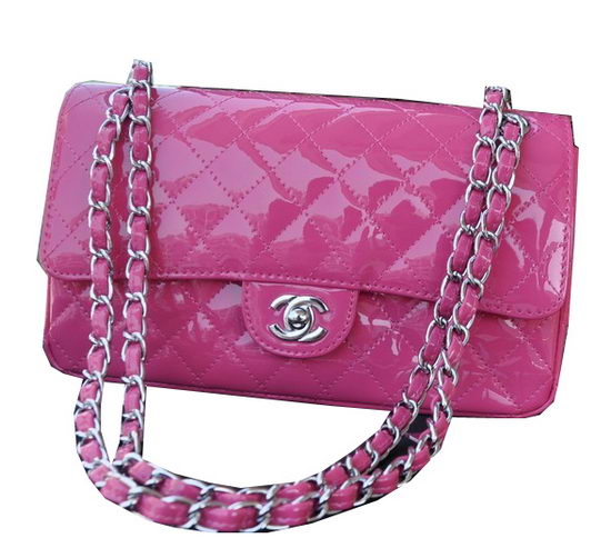 Chanel 2.55 Series Bags Rose Patent Leather A1112 Silver