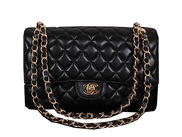 Chanel 2.55 Series Classic Flap Bag 1112 Black Sheepskin Gold