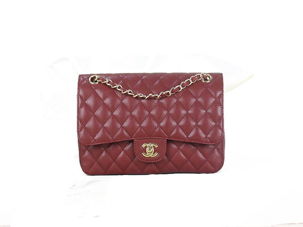 Chanel 2.55 Series Classic Flap Bag 1112 Burgundy Original Cannage Pattern Leather Gold
