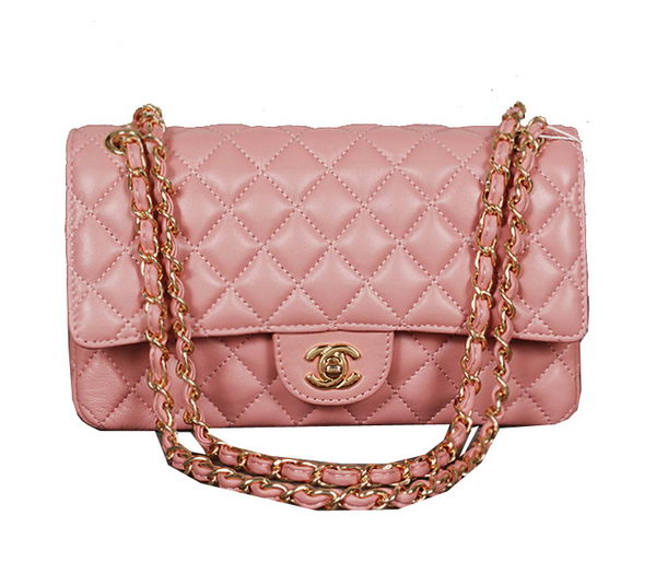 Chanel 2.55 Series Classic Flap Bag 1112 Pink Sheep Leather Gold