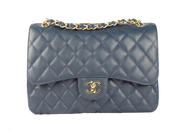 Chanel 2.55 Series Classic Flap Bag 1112 RoyalBlue Cannage Pattern Original Leather Gold