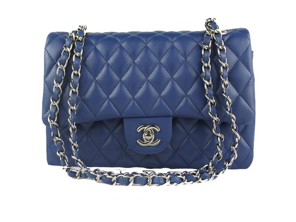 Chanel 2.55 Series Classic Flap Bag 1112 RoyalBlue Original Sheepskin Leather Silver