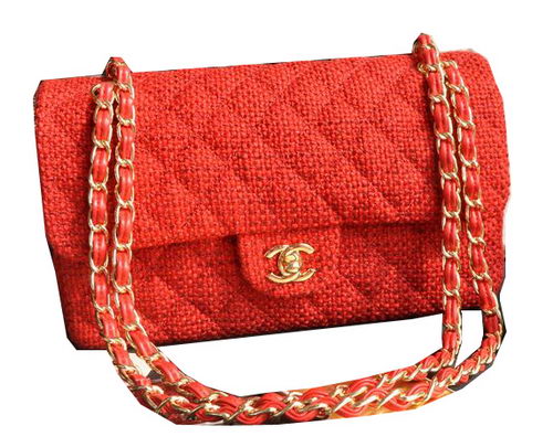 Chanel 2.55 Series Classic Flap Bag Fabric CF1112 Red