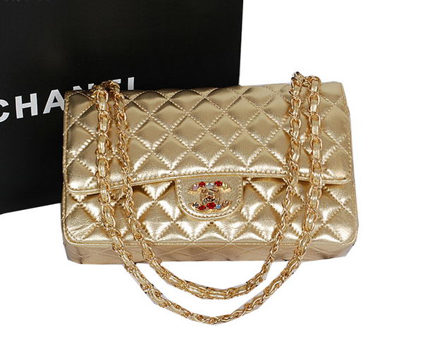 Chanel 2.55 Series Classic Flap Bag Gold Sheepskin 1112 Multicolour