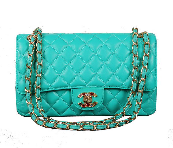 Chanel 2.55 Series Classic Flap Bag Light Blue Sheepskin 1112 Multicolour