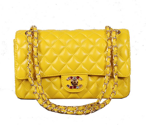 Chanel 2.55 Series Classic Flap Bag Yellow Sheepskin 1112 Multicolour