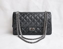 Chanel 2.55 Series Flap Bag Black with Silver-Gray Chain 30226