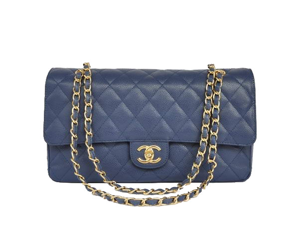 Cheap Chanel 2.55 Series Flap Bag 1113 Blue Leather Golden Hardware