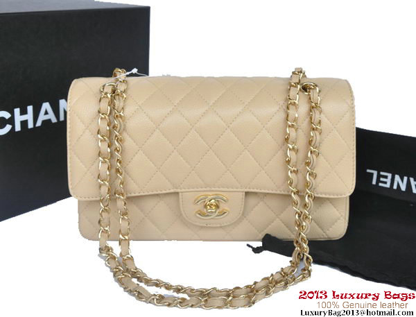 Chanel 2.55 Series Flap Bag Original Caviar Leather A1112 Apricot