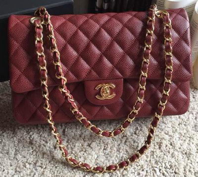 Chanel 2.55 Series Flap Bag Original Caviar Leather A1112 Burgundy