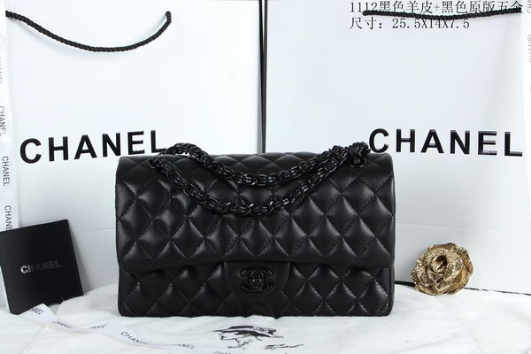 Chanel 2.55 Series Flap Bags Sheepskin Leather A1112 Black