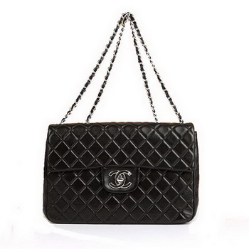 Chanel Jumbo Bags 2126 Black Leather Silver Hardware