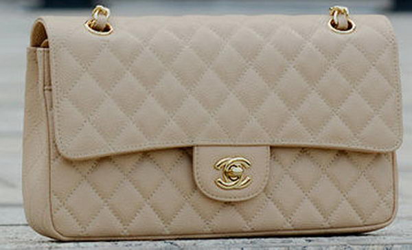 Chanel 2.55 Series Flap Bag Apricot Cannage Pattern A1112 Gold