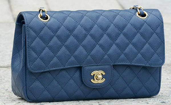 Chanel 2.55 Series Flap Bag Blue Cannage Pattern A1112 Gold