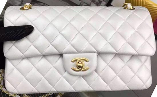 Chanel 2.55 Series Flap Bag OffWhite Sheepskin Leather A06375 Gold