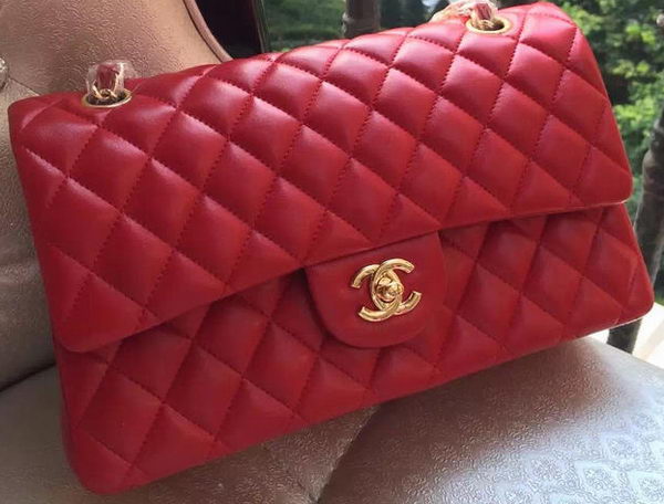 Chanel 2.55 Series Flap Bag Red Original Leather A01112 Gold