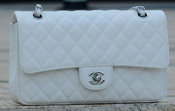 Chanel 2.55 Series Flap Bag White Cannage Pattern A1112 Silver