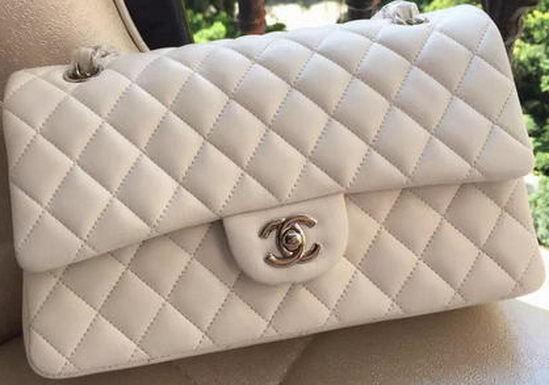 Chanel 2.55 Series Flap Bag White Original Leather A01112 Silver