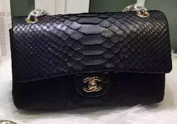 Chanel 2.55 Series Flap Bags Original Snake Leather A1112SA Black