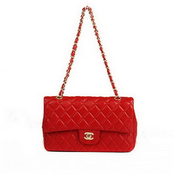 Chanel 2.55 Series Flap Bag A01112 Red Leather Golden Hardware