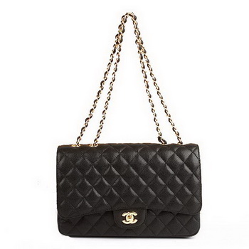 Chanel Jumbo Bags A36073 Black Caviar Leather Golder Hardware