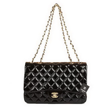 Chanel Jumbo Bags A36073 Black Patent Leather Golder Hardware