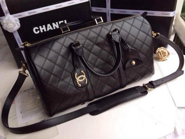 Chanel Boston Bag Sheepskin Leather A10031 Black