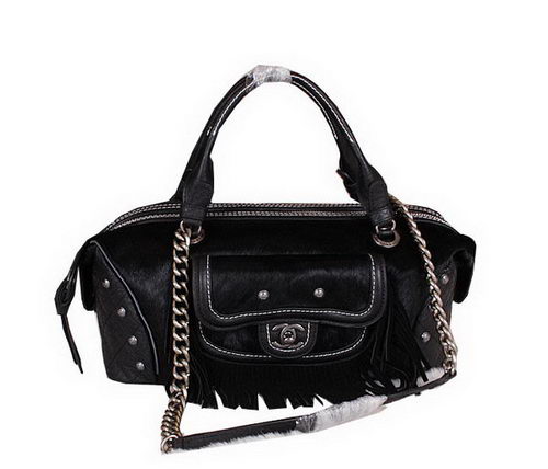 Chanel Bowling Handbag Calfskin Leather A2205 Black