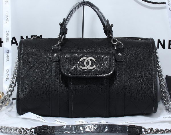 Chanel Bowling Handbags Cannage Patterns Leather A92818 Black