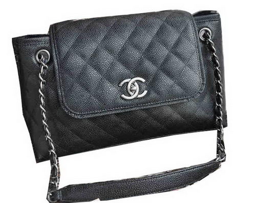 Chanel Large Caviar Leather Messenger Bag A30456 Black