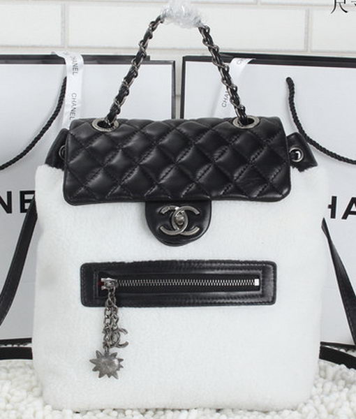 Chanel Sheepskin Leather Backpack A6036 Black&White